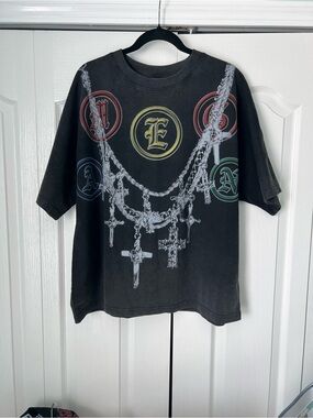 XXL BANSHEE Black Graphic Cross Chain T-Shirt